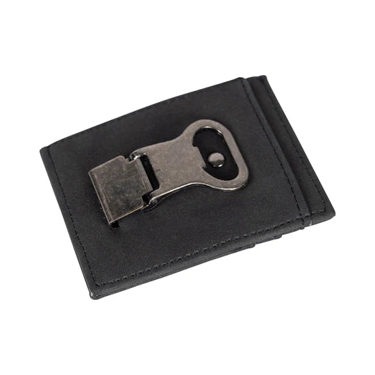 Men's Leather Money Clip With Bottle Opener (Black)