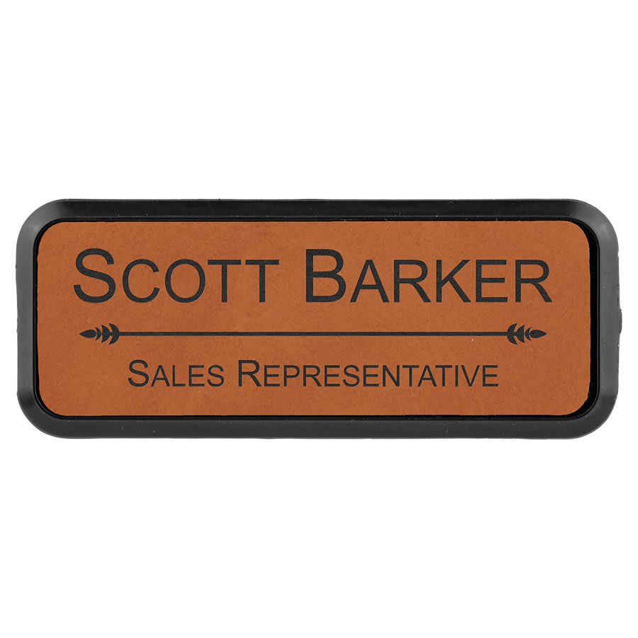 Leatherette Round Corner Badge with Frame