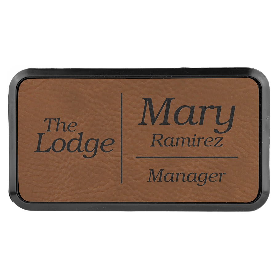 Leatherette Round Corner Badge with Frame