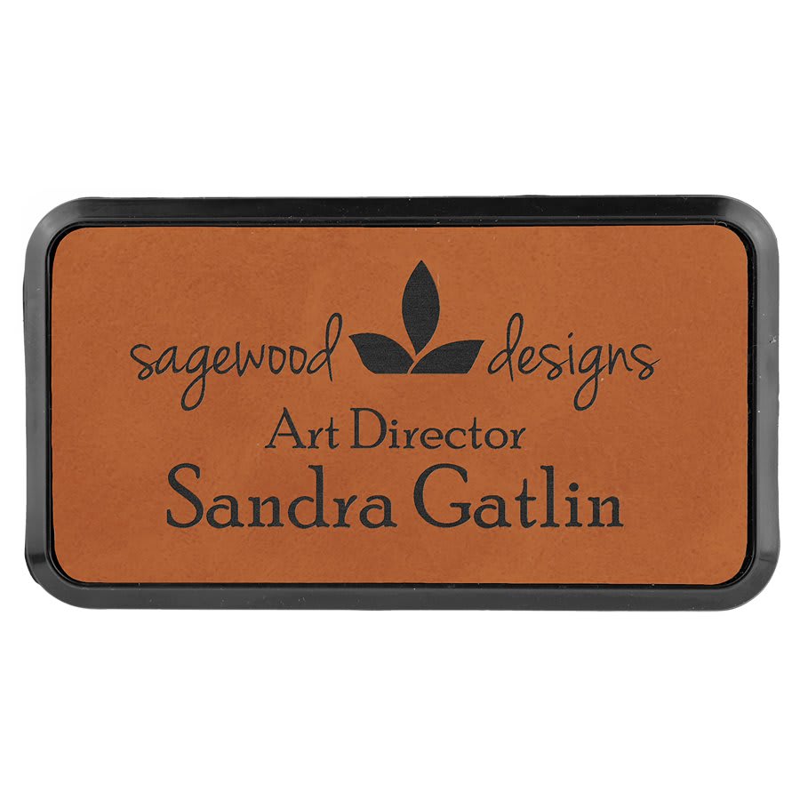 Leatherette Round Corner Badge with Frame