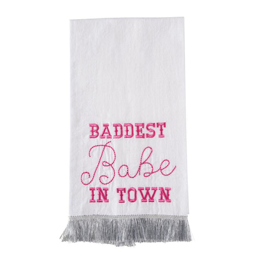 Baddest Babe Silver Fringe Tea Towel