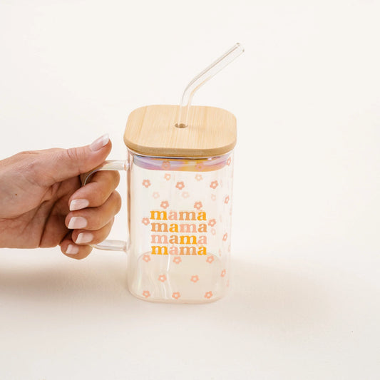 20 oz Square Glass Cup - Mama